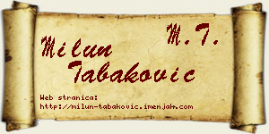 Milun Tabaković vizit kartica